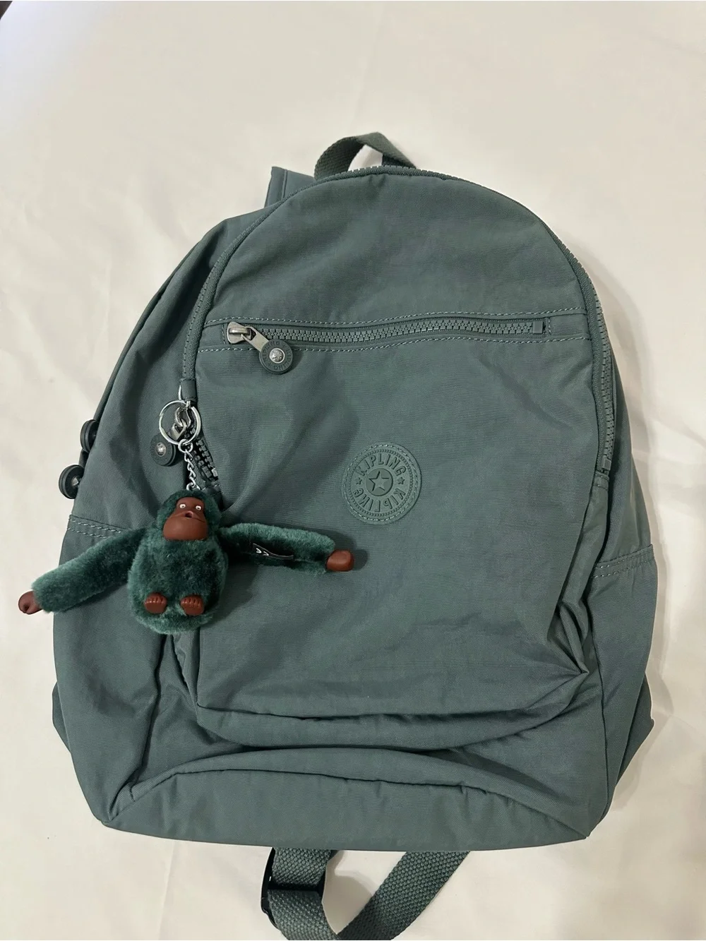 Kipling Green Nylon Backpack Monkey Keychain New Without Tags